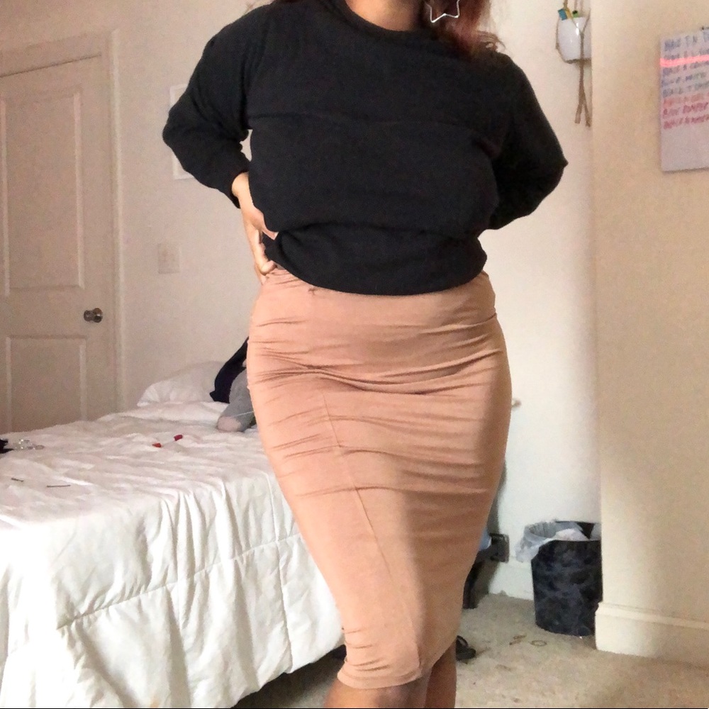 Tan, Knee Length Skirt